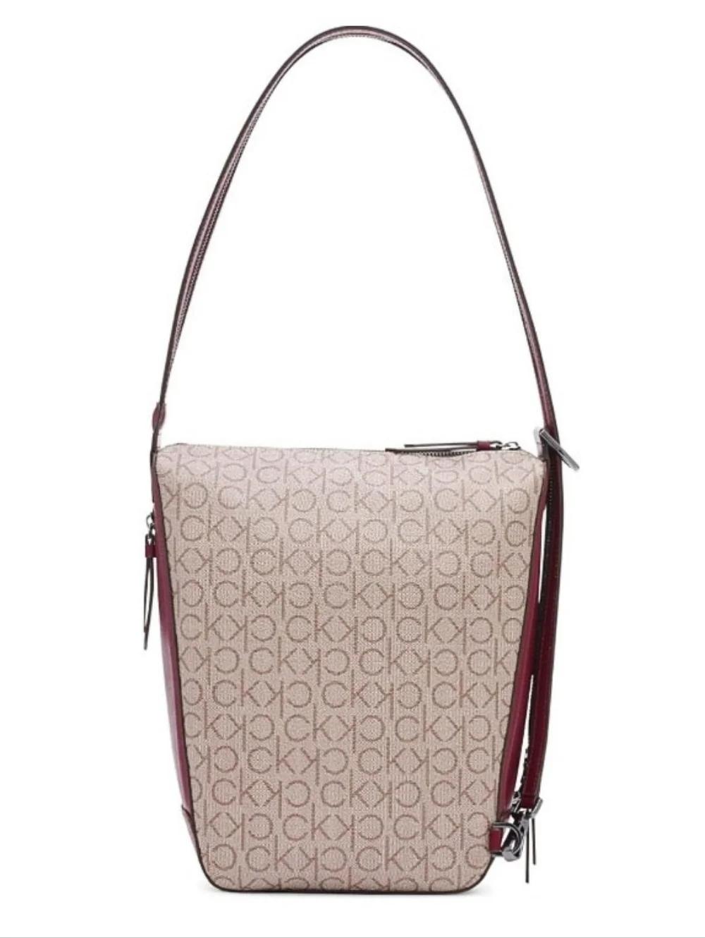 New Calvin Klein Monogram Canvas Moss Convertible Bucket Crossbody & Tote Bag - Picture 3 of 10